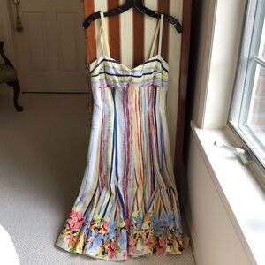 Colorful Striped vintage  Floral Dress